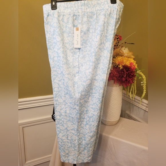 Land 'n Sea Pants - NEW Woman's Land 'n Sea Caribbean Blue Capris Medium Linen Blend